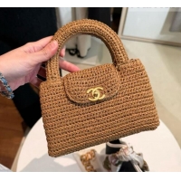 Promotional Chanel Straw-Like Mini Kelly Shopping Bag AS4416 Brown 2026