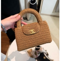 Promotional Chanel Straw-Like Mini Kelly Shopping Bag AS4416 Brown 2026