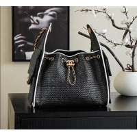 Pretty Style Chanel 25 Small Hobo Handbag in Black Braided Raffia AS5293 2026