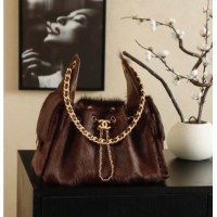 Reasonable Price Chanel 25 Small Hobo Handbag in Horsehair AS5293 Chocolate Brown 2026