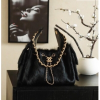 Unique Discount Chanel 25 Small Hobo Handbag in Horsehair AS5293 Black 2026