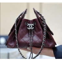Shop Discount Chanel 25 Mini Handbag in Grained Calfskin AS5631 Burgundy/Silver 2026 Top Quality