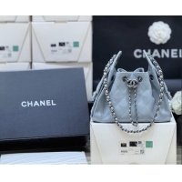 Promotional Chanel 25 Mini Handbag in Grained Calfskin AS5631 Light Blue/Silver 2026 Top Quality
