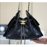 Most Popular Chanel 25 Mini Handbag in Grained Calfskin AS5631 Black/Gold 2026 Top Quality