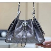 Shop Discount Chanel 25 Mini Handbag in Grained Calfskin AS5631 Silver 2026 Top Quality