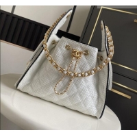 Famous Brand Chanel 25 Small Hobo Handbag in White Braided Raffia AS5293 2026