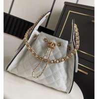 Famous Brand Chanel 25 Small Hobo Handbag in White Braided Raffia AS5293 2026