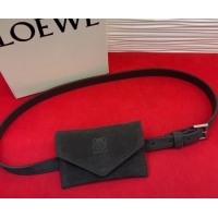 Top Design Loewe Anagram Pouch Belt 2cm in Suede LW031702 Dark Brown 2026