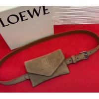 Good Taste Loewe Anagram Pouch Belt 2cm in Suede LW031702 Taupe 2026