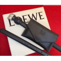 Inexpensive Loewe Anagram Pouch Belt 2cm in Leather LW031702 Black 2026