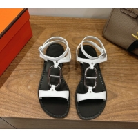 Top Design Hermes Marinella Flat Sandals in Calfskin Leather with Chaine d'Ancre Buckle 0304001 White 2026