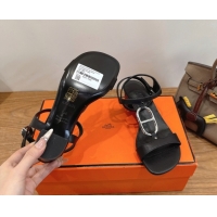 Best Product Hermes Marinella Heel Sandals 5cm in Calfskin Leather with Chaine d'Ancre Buckle 6030400 Black 2026 