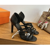 Most Popular Hermes Lipstick Heel Sandals 10.5cm with Kelly Buckle in Calfskin Leather 0304007 Black 2026