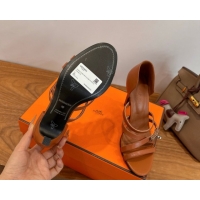 Good Quality Hermes Lipstick Heel Sandals 10.5cm with Kelly Buckle in Calfskin Leather 0304007 Brown 2026