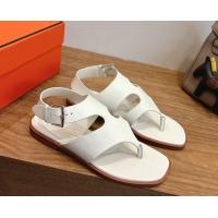 Unique Style Hermes Karen Flat Thong Sandals in Calfskin Leather 0304010 White 2026
