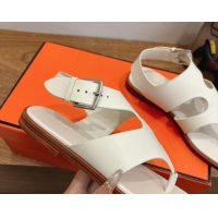 Unique Style Hermes Karen Flat Thong Sandals in Calfskin Leather 0304010 White 2026