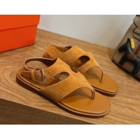 Grade Quality Hermes Karen Flat Thong Sandals in Suede 0304010 Brown 2026