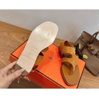 Grade Quality Hermes Karen Flat Thong Sandals in Suede 0304010 Brown 2026