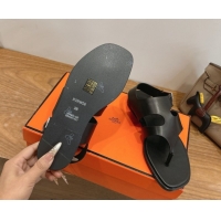 Best Grade Hermes Karen Flat Thong Sandals in Calfskin Leather Black 2026 0304012