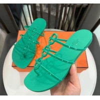 Cheap Price Hermes Mykonos Flat Slides Sandal in TPU with Chaine d'Ancre Green 2026 0304014