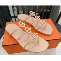 Famous Hermes Mykonos Flat Slides Sandal in TPU with Chaine d'Ancre Nude 2026 0304015