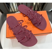Classic Hot Hermes Mykonos Flat Slides Sandal in TPU with Chaine d'Ancre Burgundy 2026 0304016