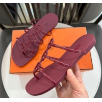 Classic Hot Hermes Mykonos Flat Slides Sandal in TPU with Chaine d'Ancre Burgundy 2026 0304016