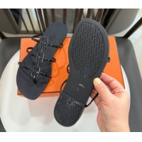 Low Price Hermes Mykonos Flat Slides Sandal in TPU with Chaine d'Ancre Black 2026 0304017