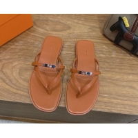 Purchase Hermes Miss Flat Slides Thong Sandal in Calfskin Leather with Kelly Buckle Brown 2026 0304022