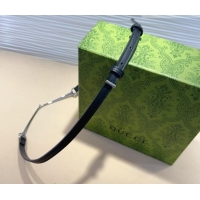 Cheapest Gucci Horsebit Leather Belt 1.2cm 0708 Black 2024