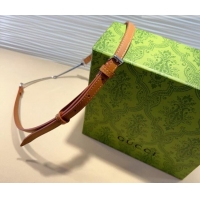 Promotional Gucci Horsebit Leather Belt 1.2cm 0708 Tan Brown 2024