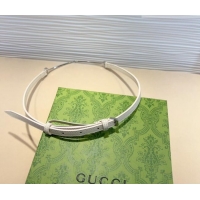 Best Quality Gucci Horsebit Leather Belt 1.2cm 0708 White 2024