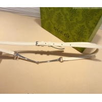 Best Quality Gucci Horsebit Leather Belt 1.2cm 0708 White 2024