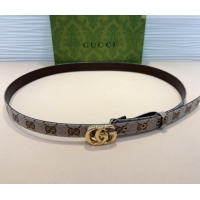 Unique Grade Gucci GG Canvas Belt 2cm with GG Buckle 0708 Beige/Gold 2024