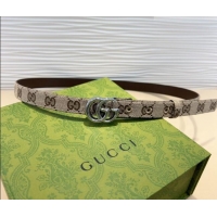 Hot Sell Cheap Gucci GG Canvas Belt 2cm with GG Buckle 0708 Beige/Silver 2024