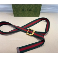 Promotional Gucci Web Belt with Rectangular Buckle GG102104 Green 2024
