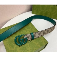 Promotional Gucci Leather and GG Canvas Belt 3cm with GG Buckle GG102105 Green 2024
