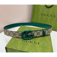Promotional Gucci Leather and GG Canvas Belt 3cm with GG Buckle GG102105 Green 2024