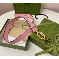 Promotional Gucci Calfskin Leather Belt 3cm with GG Chain GG102106 Light Pink 2024