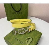 Top Quality Gucci Calfskin Leather Belt 3cm with GG Chain GG102106 Yellow 2024