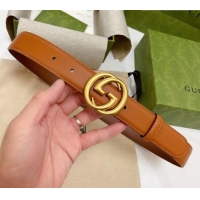 Best Quality Gucci Smooth Calfskin Belt 3cm G120605 Brown 2024