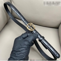 Best Quality Gucci Milano Maxi GG Embossed Leather Belt 2cm with Interlocking G Buckle GG010901 Black/Gold 2025