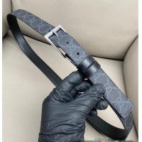 New Cheap Gucci GG Canvas and Leather Reversible Belt 3cm with Pink Buckle GG011001 Black 2025