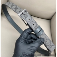 Well Crafted Gucci GG Canvas and Leather Reversible Belt 3cm with Pink Buckle GG011001 Grey 2025