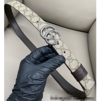 Buy Discount Gucci GG Canvas and Leather Reversible Belt 3cm with GG Buckle GG011001 Brown 2025