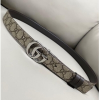 Buy Discount Gucci GG Canvas and Leather Reversible Belt 3cm with GG Buckle GG011001 Brown 2025