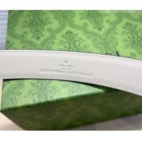 Promotional Gucci Double G Leather Belt 3cm with Round Pin Buckle 633125 White 2025
