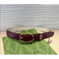 Trendy Design Gucci Double G Leather Belt 3cm with Round Pin Buckle 633125 Dark Burgundy 2025