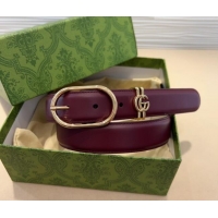 Trendy Design Gucci Double G Leather Belt 3cm with Round Pin Buckle 633125 Dark Burgundy 2025