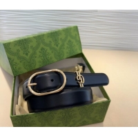 Top Design Gucci Double G Leather Belt 3cm with Round Pin Buckle 633125 Black/Gold 2025